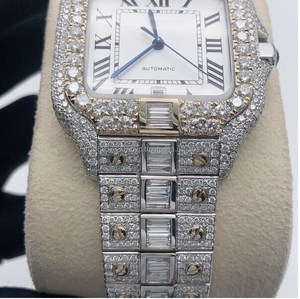 Totalmente helado VVS Moissanite diamante Acero inoxidable hecho a mano personalizado Hip Hop relojes nuevo estilo Baguette reloj de diamantes - Product Image 3