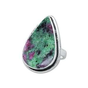 Anillo Minimalista Elegante y Sencillo de Plata de Ley 925 con Bisel de Rubí Zoisita, Hecho a Mano con Gema Natural de Múltiples Formas, Cristiano - Product Image 2