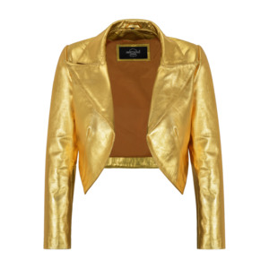 Chaqueta Bolero Corta de Cuero Napa Metálico Genuino para Mujer, Diseño Personalizado, Frente Abierto, Fabricante OEM ODM - Product Image 4