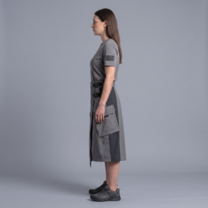 Jupe tactique OEM personnalisée Techwear 3L GORE-TEX imperméable, jupe-culotte asymétrique drapée, poches cargo - Product Image 3