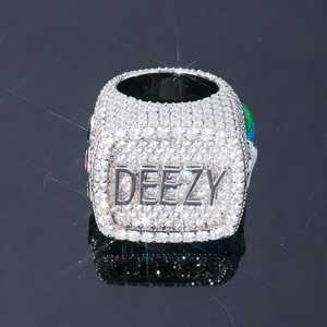 Hip hop Mens 925 Sterling Silver <b>Ring</b> VVS Moissanite <b>Name</b> Letters Fully Iced Out Customize Fine Party Gift Jewelry - Product Image 2