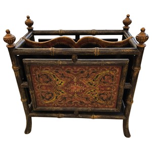 Luxury Hand-Carved Walnut Wood Magazine Rack Wholesale - Product Image 3