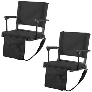 Sedile Portatile da Stadio con Braccioli, Supporto Lombare e Cuscino Spesso, Include Tracolla - Product Image 1