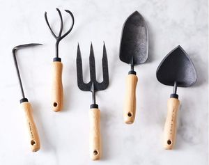 Ensemble d'outils de jardin en métal blanc de qualité supérieure avec manche en bois, mini pelle et râteau pour plantes d'intérieur - Product Image 4