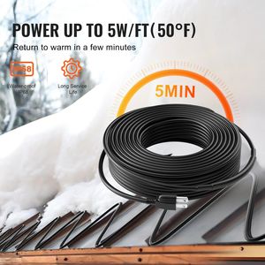 120FT 5W/FT Self-Regulating Pipe <b>Heating</b> <b>Cable</b> Heat Tape Pipes for Roof Snow Melting De-Icing Gutter Freeze Blanket Heaters - Product Image 3
