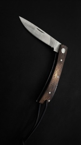 Couteau pliant artisanal DIY en acier inoxydable à lame coulissante, avec étui en cuir OEM, pour la chasse, le camping et la survie, lame Drop Point - Product Image 2