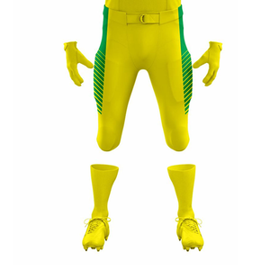 Custom American Football Uniform Yellow Green 10 Sublimated Jersey Shorts Men's <b>Athletic</b> Wear Moisture Wicking - Product Image 4