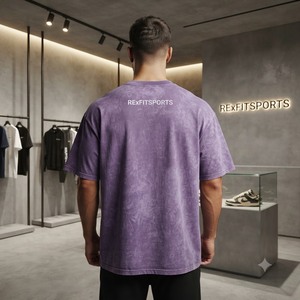 REXFITSPORTS 2026 T-shirt surdimensionné vintage délavé personnalisé pour homme, en coton épais, style streetwear, fabricant de marque privée - Product Image 6