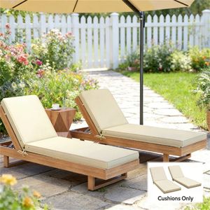 Cuscino Beige a Due Pezzi per Sedia da Terrazzo, Cuscino di Ricambio per Sedia Relax da Giardino, Solo Cuscini per Esterni - Product Image 1