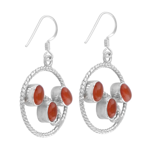 Nuevos diseños Pendientes redondos Pendientes de Plata de Ley 925 al por mayor joyas de piedras preciosas de ónix rojo natural al mejor precio - Product Image 2