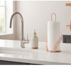 Porte-papier moderne en fil de cuivre avec base ronde, design minimaliste, idéal pour la cuisine, la salle à manger et la salle de bain - Product Image 5