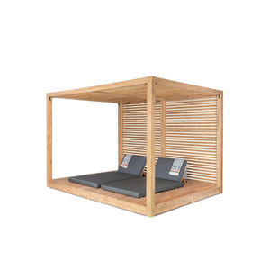 Tumbona con dosel de madera de teca con diseño minimalista para decoración de muebles del hogar - Product Image 1