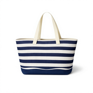 Sac fourre-tout en toile sur mesure, grand sac de plage en toile, sac à bandoulière en toile, sac en toile rayé nautique pour la gym et les voyages - Product Image 4