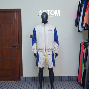 Custom Design Hooded Casual Lapel Zip-Up Cotton Jacket and Shorts <b>Set</b> Jogging Tracksuit for Men Windbreaker Shorts - Product Image 3