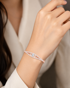10K Lab Grown Diamond Luxury Round Cut Diamond Openwork Tennis <b>Bracelet</b> in Rose Gold Lab Grown Diamond <b>Bracelet</b> for Women - Product Image 1