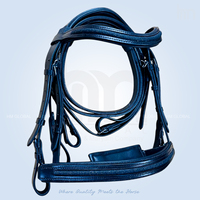 Bridon d'anglaise en cuir anatomique haut de gamme personnalisé, fabricant OEM/ODM, ensemble de bridons de dressage avec incrustations de paillettes, acier inoxydable