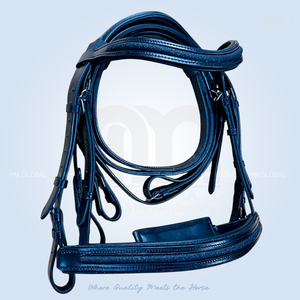 Bridon d'anglaise en cuir anatomique haut de gamme personnalisé, fabricant OEM/ODM, ensemble de bridons de dressage avec incrustations de paillettes, acier inoxydable - Product Image 5