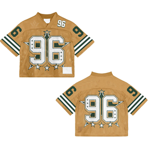 Custom Men's Gold Mesh Football Jersey Number 96 V-Neck Short Sleeve Breathable American Football Apparel Adult Size - Product Image 5