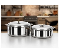 Ensemble de 3 plats ronds élégants en acier inoxydable argenté avec couvercle, pour buffet et décoration de mariage - Vente chaude