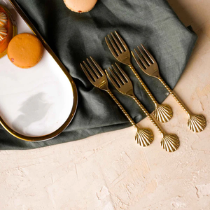 Tenedor de Latón Pulido Espejo con Mango Sencillo, Juego de Oro Antiguo, Reutilizable, Artesanía Metálica, Utensilios de Cocina, Tenedor de Latón - Product Image 5