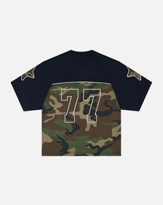 Camiseta de Camuflaje Oversize de Alto Rendimiento para Hombre, Manga Raglán, Cuello Redondo, Estampado Número 77, Estilo Urbano, Jersey de Algodón, Ajuste 2026 - Product Image 2