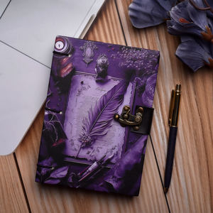 Vintage Purple Feather Journal Diary | Aesthetic Lock Notebook for Writing Poetry Notes Sketching Memory Gifts Daily Inspiration - Product Image 5