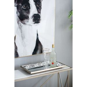 Argento antico 24 \ "X 15 \" specchio rettangolare con accenti floreali a specchio a specchio vassoio appeso a parete specchio vassoi decorativi - Product Image 2