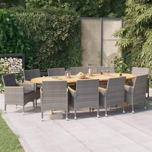Juego de Comedor de Jardín de Madera de Acacia Sólida Gris de 11 Piezas, Producto Duradero - Product Image 1