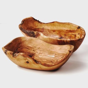 Grand saladier rustique en bois d'olivier avec bord naturel, différentes tailles, sculpté à la main, bol à fruits, fabriqué en Allemagne. - Product Image 2