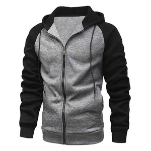 Sweat à capuche zippé bicolore pour homme, coupe ajustée personnalisée, en molleton de coton et polyester, vêtement de sport décontracté, vente en gros - Product Image 1