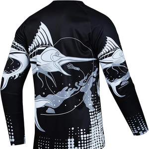 Chemise de pêche à manches longues pour homme avec logo personnalisé, impression par sublimation, motif marlin, UPF 50, séchage rapide, polyester, haut de sport respirant - Product Image 4