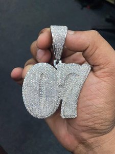 Collar con Colgante de Letra Q Estilo Hiphop, Chapado en Rodio, Aleación, Microincrustaciones de Zirconia, Estilo Iced Out Bling - Product Image 1