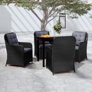 Set da Pranzo da Giardino in Rattan Nero per 4 Persone, Resistente alle Intemperie, Arredamento da Esterno in Stile Contemporaneo - Product Image 3