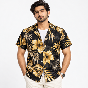 Chemise Hawaïenne Homme RITS à Manches Courtes Imprimé Floral pour Vacances d'Été Col Rabattu Tissu Respirant Vente en Gros - Product Image 2