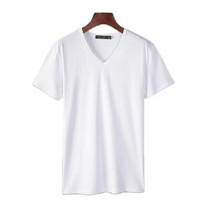 Camiseta con Cuello en V para Hombre, Modelo 2026, Venta al Por Mayor, OEM, Casual, Manga Corta, 180 GSM, 100% Algodón, Ecológica, Orientada a la Exportación - Product Image 3