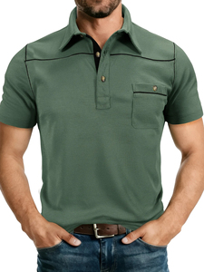 Polo <b>Shirt</b> Plus Size Men's Polo <b>Shirt</b> 2026 Summer Fashion Vacation Casual Collared Solid Color <b>Henley</b> Short Sleeve Custom Logo - Product Image 1