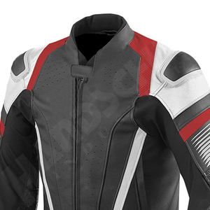 Chaqueta de Motocicleta de Cuero para Hombre, Manga Larga, con Bloques de Color, Transpirable, Resistente al Viento, Teñida, Protectora, para Adultos - Product Image 3