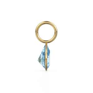 Colgante de Oro Sólido Amarillo de 14k con Aguamarina Santa María de 7mm, Engaste para Joyería / Piedra de Nacimiento de Marzo / Gema Azul / Forma de Pera - Product Image 5