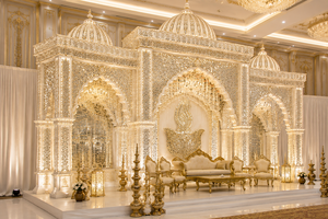 Luxury Indian Wedding <b>Mirror</b> Work Mandap Stage With Domes Exclusive Outdoor Theme Wooden Wedding <b>Mirror</b> Mandap USA - Product Image 3