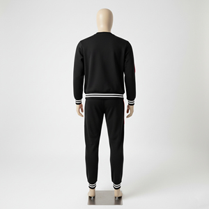 ชุดวอร์มลำลองสีดำ แดง ขาว คอกลม สำหรับผู้ใหญ่ ฤดูหนาว ปี 2024 ชุดเซ็ตสเวตเชิ้ตแบบสั่งทำพิเศษสำหรับผู้ชาย ทรงปกติ ผ้าฝ้าย - Product Image 3