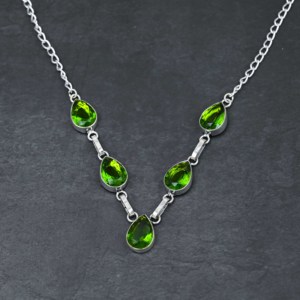 Collier de luxe personnalisé en argent sterling avec perle d'eau douce de culture en forme de poire et péridot vert, 18 pouces, pour cadeau de mariage - Product Image 4