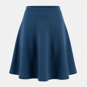 Women A-Line Mini <b>Skirt</b> Solid Color Knitted <b>Elastic</b> <b>Waist</b> Soft Spandex Polyester Fabric All Seasons Wear - Product Image 1