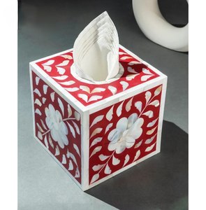 Caja de pañuelos rústica de MDF con incrustaciones de MOP y resina, portapañuelos, decoración de mesa para sala de estar, accesorios de decoración para el hogar - Product Image 1