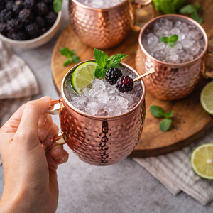 Premium Pure <b>Copper</b> Hammered Mug Set with Handle | High Quality Metal Drinking <b>Cups</b> Beverage Gift Set for Home and Kitchen Use - Product Image 4