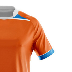 Men's Orange Blue Solid Rugby Uniform Set Crew Neck Short Sleeve Moisture Wicking Breathable <b>Athletic</b> Fit All Seasons Front - Product Image 4