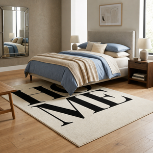 Tapis rectangulaire moderne à motifs floraux tuftés à la main, noir et blanc, pour salon, prière et voyage - Product Image 3