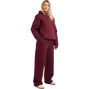 Conjunto de Sudadera Oversize y Pantalones Anchos para Mujer, Novedad 2026, con Logotipo Personalizado, Lavado Ácido, Chándal de Felpa de Algodón Ecológico, Dos Piezas - Product Image 1