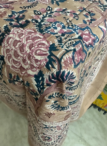 Cotton <b>Table</b> <b>Cover</b> Pink Blue Floral Printed Tablecloth Traditional Botanical Design Decorative <b>Dining</b> <b>Table</b> <b>Cover</b> - Product Image 2
