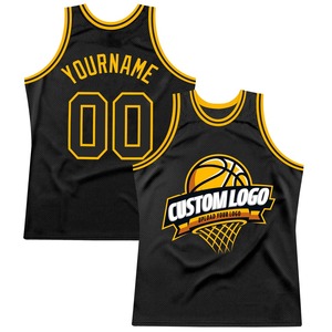 Camiseta de Baloncesto Retro Personalizada Negra y Dorada, Auténtica, Sublimada, con Diseño de Chimpancés, Tejido de Malla, Sin Mangas - Product Image 1