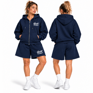 Nouvel Arrivage Ensemble Survêtement Personnalisé à Capuche Zippée et Short – Survêtements Zippés Oversize avec Hoodie et Short - Product Image 1